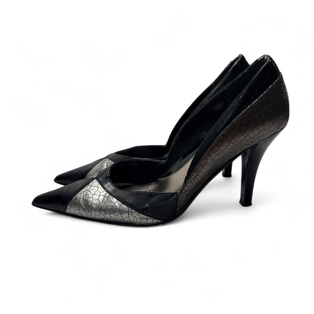 J. Renee black & silver crocodile skin texture office siren heels size 9 1/2 - Picture 4 of 8